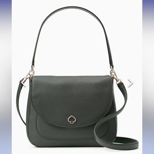 Kate Spade New York Kailee Med Flap Leather Shoulder Bag Green color lt pink int